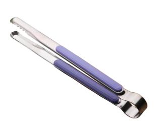 2 Pcs Stainless Steel Food Tongs Serving Clips Buffet BBQ Tongs, Purple