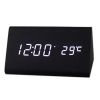 Black And White Triangle Wood Modern Alarm Clock With Temperature Function