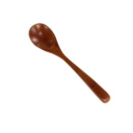 Set of 2 Japanese Style Wooden Kids Soup Spoons Natural Tableware Spoon, G6