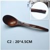 Set of 2 Japanese Style Wooden Kids Soup Spoons Natural Tableware Spoon, C2