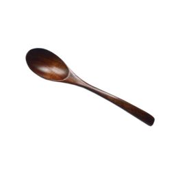 Set of 2 Japanese Style Wooden Kids Soup Spoons Natural Tableware Spoon, B4