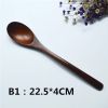 Set of 2 Japanese Style Wooden Kids Soup Spoons Natural Tableware Spoon, B1