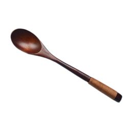Set of 2 Japanese Style Wooden Kids Soup Spoons Natural Tableware Spoon, B2