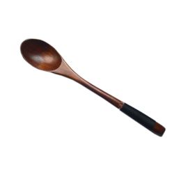 Set of 2 Japanese Style Wooden Kids Soup Spoons Natural Tableware Spoon, B3