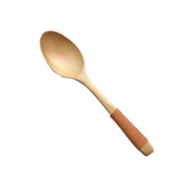 Set of 2 Japanese Style Wooden Kids Soup Spoons Natural Tableware Spoon, E5