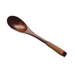 Set of 2 Japanese Style Wooden Kids Soup Spoons Natural Tableware Spoon, B5