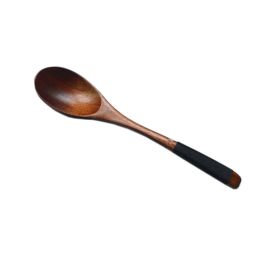 Set of 2 Japanese Style Wooden Kids Soup Spoons Natural Tableware Spoon, B6