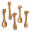 Creative Cute Cartoon Wooden Spoon Baby Spoon Dessert Small Spoon-A1