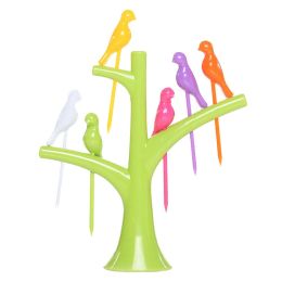 Creative Party Fruit Forks Salad Forks Dessert Forks Tree and Birds Green