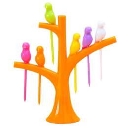 Creative Party Fruit Forks Salad Forks Dessert Forks Tree and Birds Orange