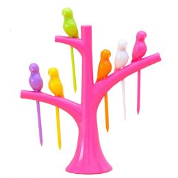 Creative Party Fruit Forks Salad Forks Dessert Forks Tree and Birds Rose