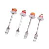 4 Pcs Fruit Forks Stainless Steel Dessert Forks Resin Cake Forks Afternoon Tea