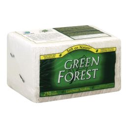 Green Forest Luncheon Napkins - White - Case of 12 - 250 Count