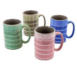Meritage Reactive Layers 4 Piece 16 Ounce Stoneware Mug Set in Assorted Colors