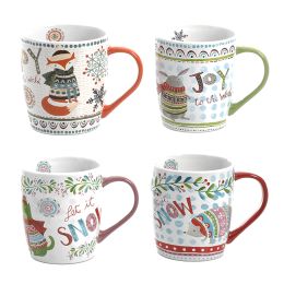 Gibson Snow Scene 4 Piece 18 Ounce Holiday Mugs