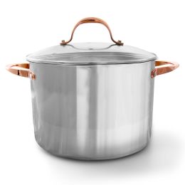 Oster Merrick 16 Quart Stainless Steel Stock Pot with Tempered Glass Lid