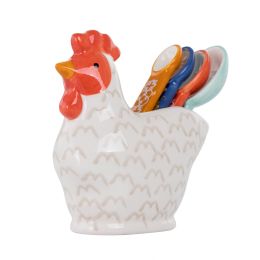 Urban Market Life On The Farm 4 Piece Durastone Figural Rooster Measuring Spoon Set
