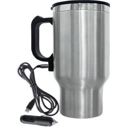 Brentwood Appliances 16-ounce Stainless Steel Heated Travel Mug With 12-volt Car Adapter (pack of 1 Ea)