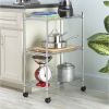 3-Tier Metal Cart on Wheels for Kitchen Microwave Bathroom Garage