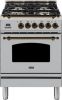 24" Nostalgie Series Friestanding Single Oven Dual Fuel Range with 4 Sealed Burners in Stainless Steel