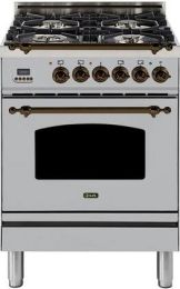 24" Nostalgie Series Friestanding Single Oven Dual Fuel Range with 4 Sealed Burners in Stainless Steel