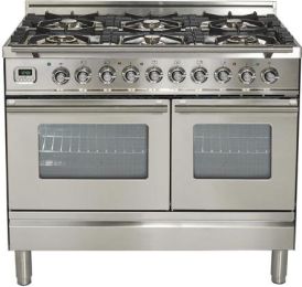 40" Professional Plus Series Freestanding Double Oven Dual Fuel Range with 6 Sealed Burners in Stainless Steel