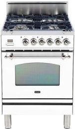 24" Nostalgie Series Friestanding Single Oven Gas Range with 4 Sealed Burners in White