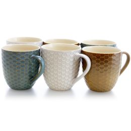 Elama 6-Piece 15 oz. Mug Set, Assorted Colors (Design: Honey Bee)