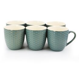 Elama 6-Piece 15 oz. Mug Set, Assorted Colors (Design: Honeycomb)